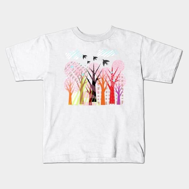 dreamy forest Kids T-Shirt by adelwins